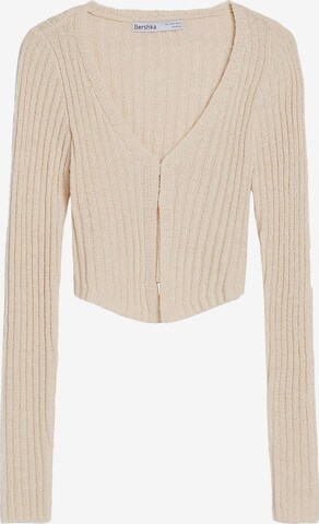 Bershka Gebreid vest in Beige: voorkant