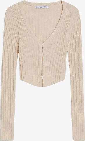 Bershka Gebreid vest in Beige: voorkant