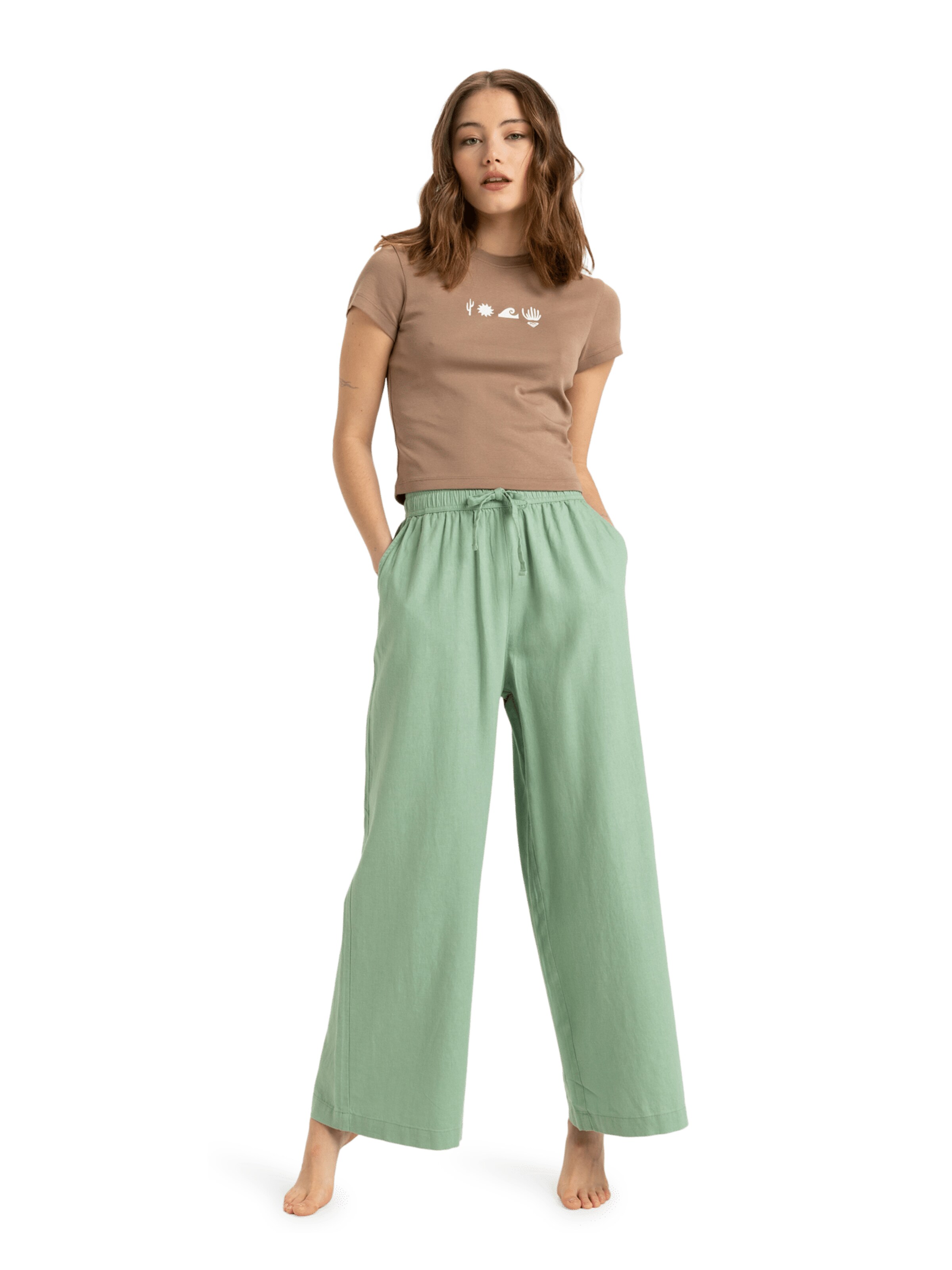 ROXY Wide leg Pants 'Lekeitio Break' in Green: front
