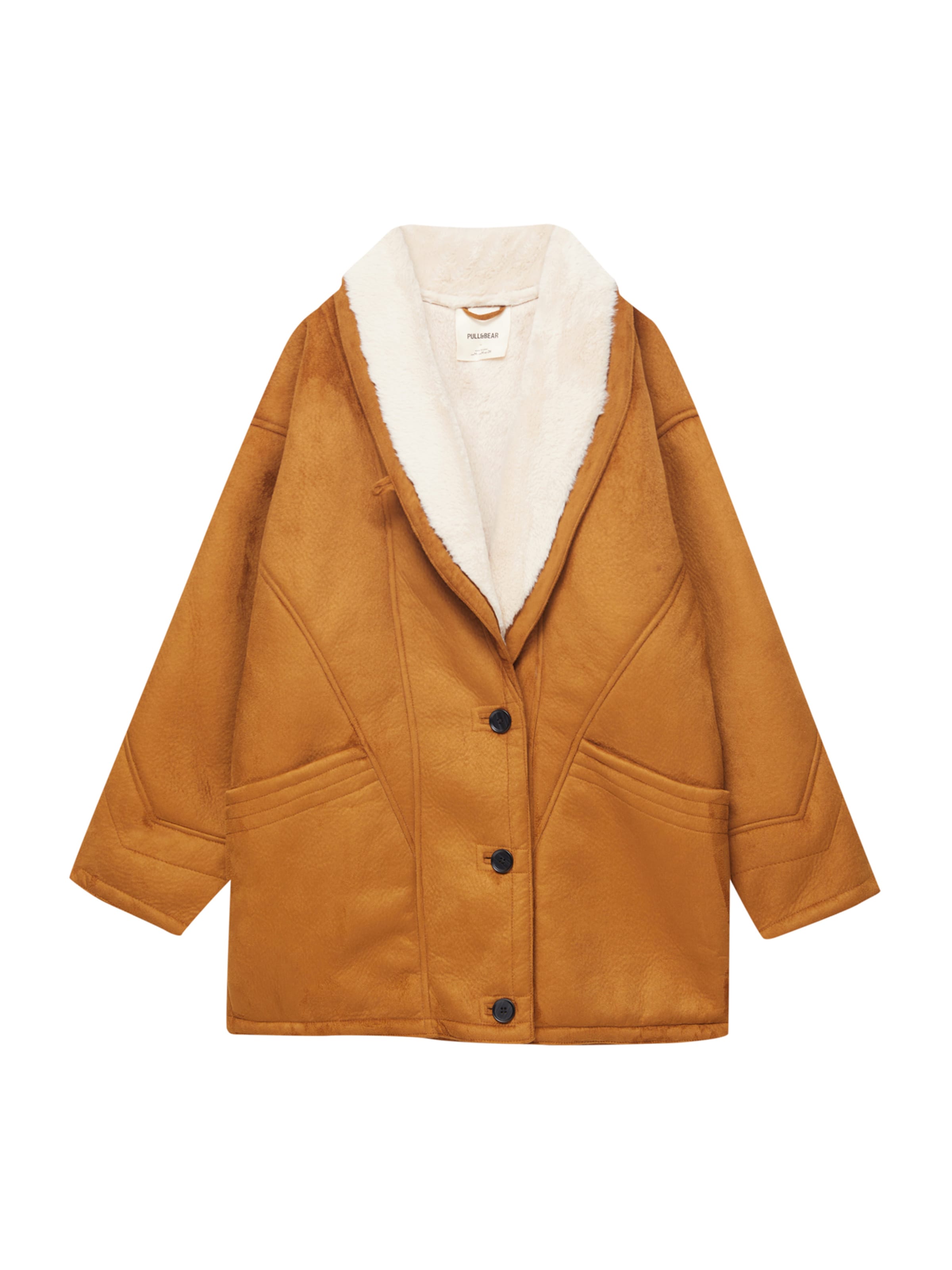 Pull&bear button front deals coat in tan