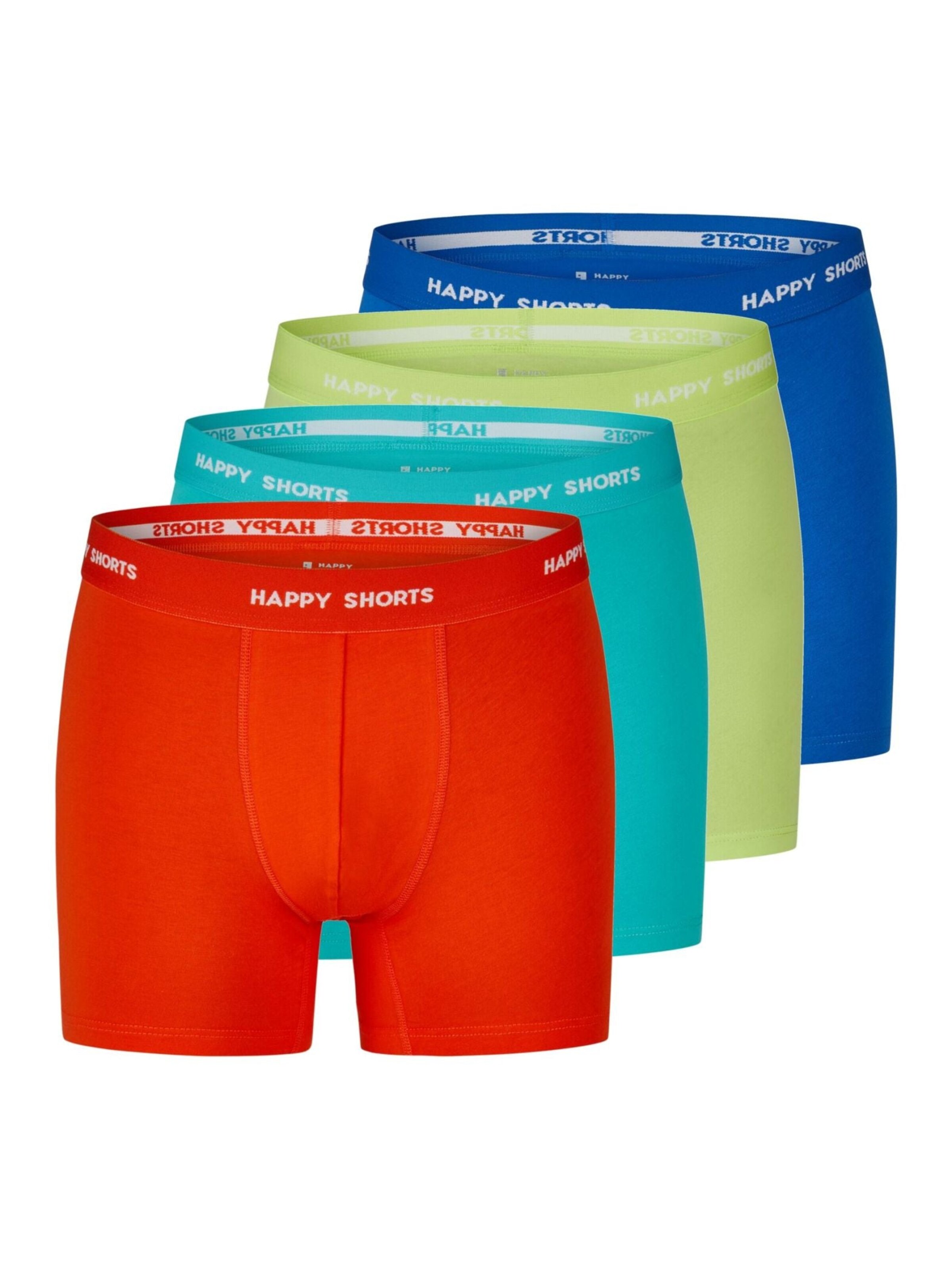 Happy Shorts Boxers en turquoise / gentiane / pomme / rouge orangé, Vue avec produit