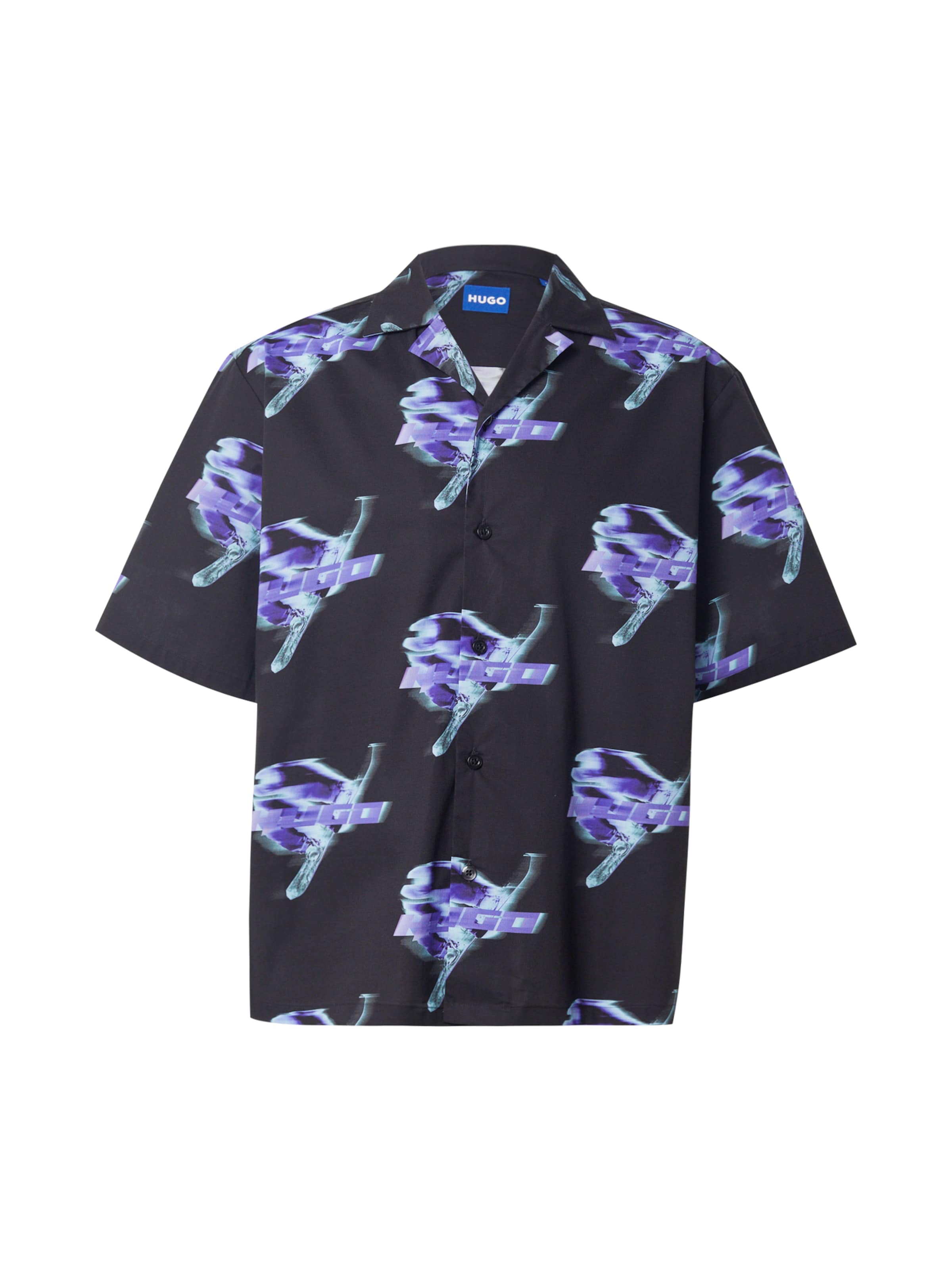 HUGO Классический крой Рубашка 'Eligino' в Черный: спереди