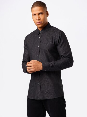 HUGO Red - Ajuste regular Camisa 'Elisha' en negro: frente