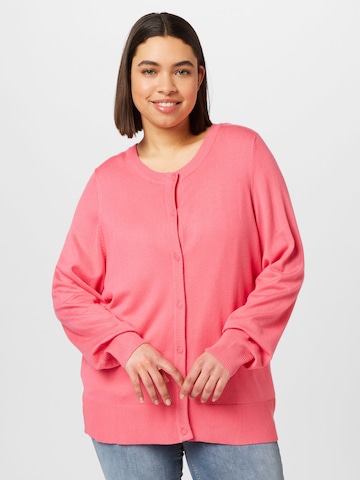Zizzi Knit Cardigan 'CACARRIE' in Pink: front