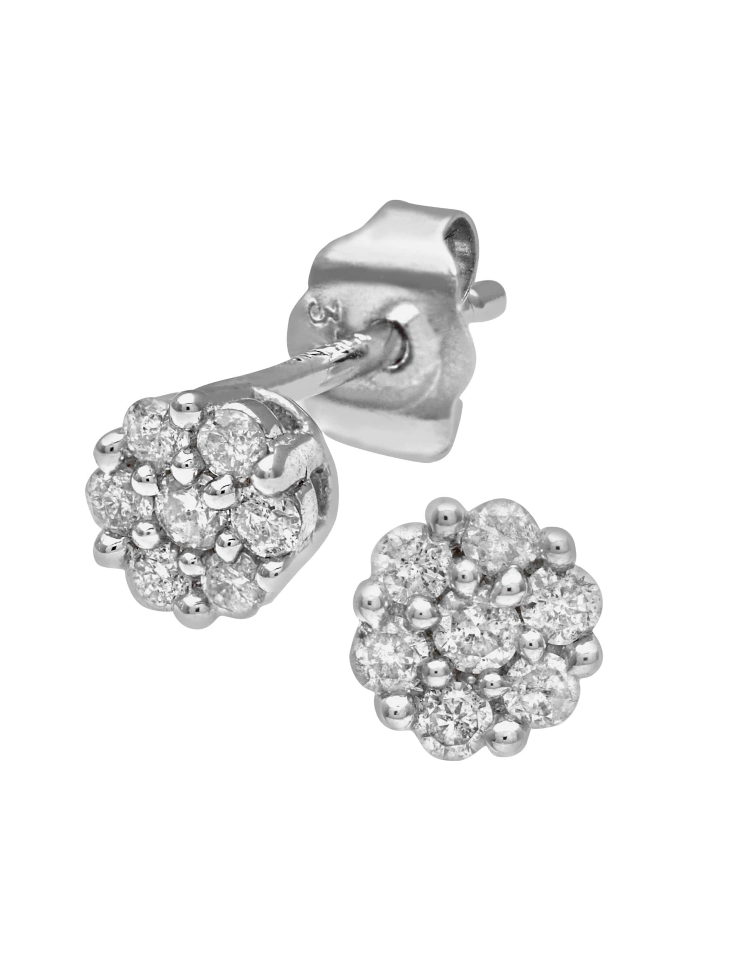 Boucles d'oreilles 'Ohrstecker aus 375 Weißgold mit Diamant' DIAMANT LETERNEL en argent : devant