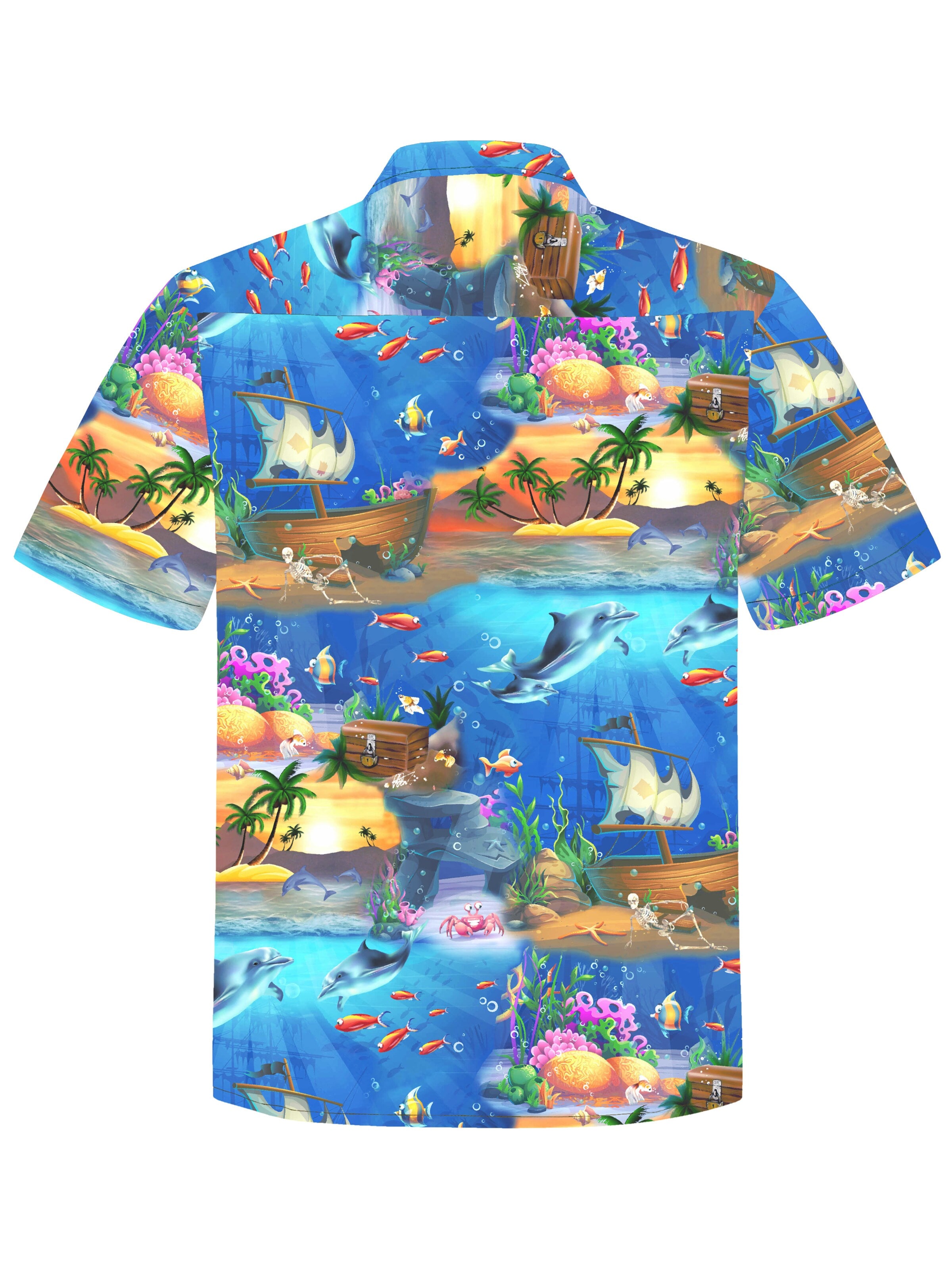 Hawaiihemdshop.de - Ajuste regular Camisa 'Hawaiihemd "Ocean of Hawaii"' en azul