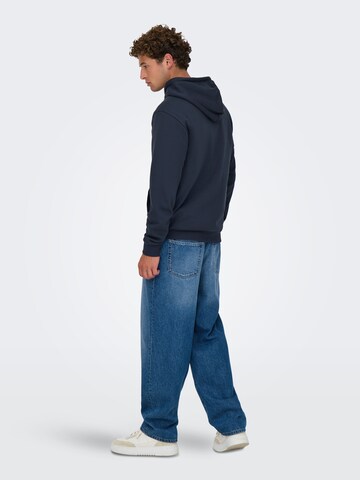 Only & Sons Regular Fit Sweatjacke in Blau