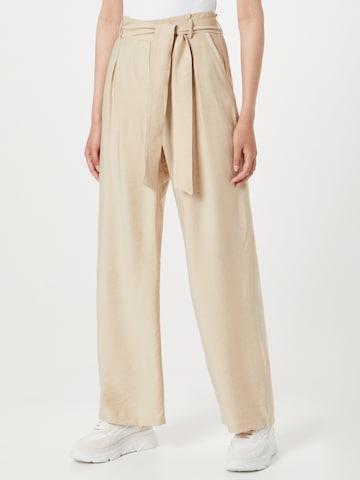 SISTERS POINT Loose fit Pleat-Front Pants 'MENA' in Beige: front