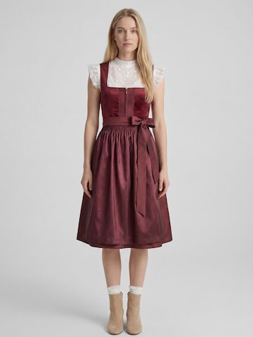 SPIETH & WENSKY Dirndl 'Kathi' in Midilänge, Samt Oberteil in Rot: Vorderseite