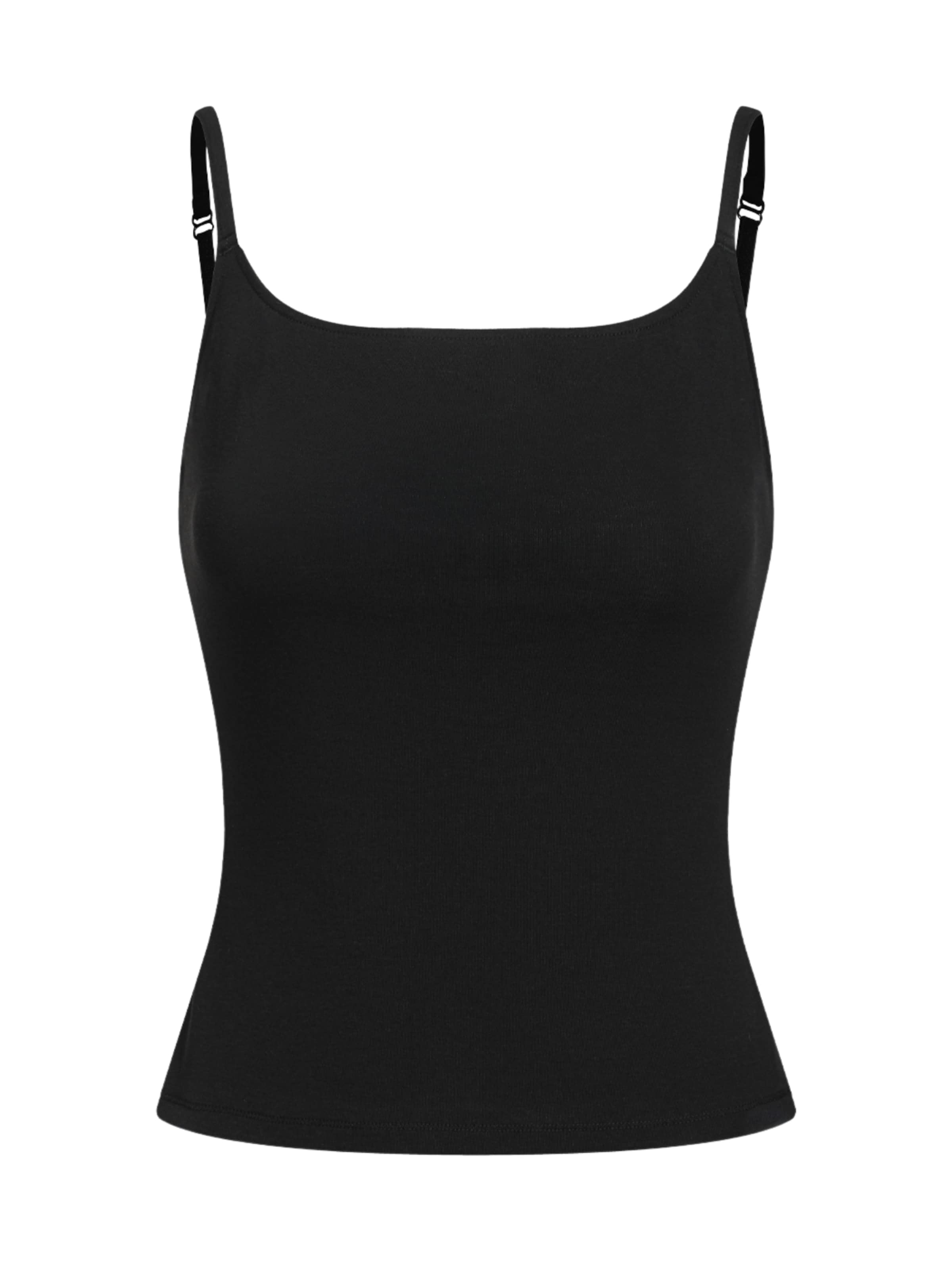 cfab (formerly creamy fabrics) Top 'Cami'‌‌‌‌‌‌‌‌ in Schwarz: Vorderseite