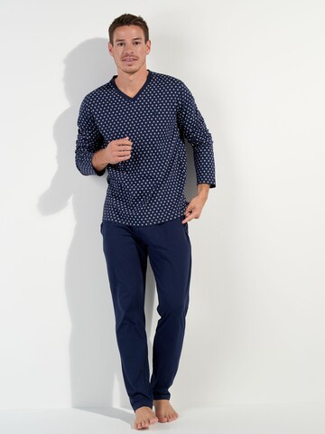 HOM Pyjama lang ' Salvador Buttoned ' in Blauw: voorkant