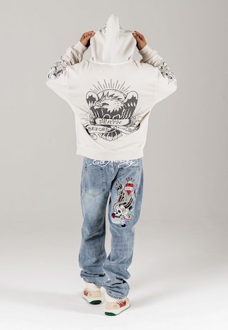 Ed Hardy Sweatjacke 'Death Before Dishonor' in Beige