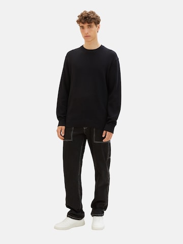 TOM TAILOR DENIM Pullover in Schwarz