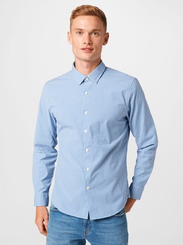 Abercrombie & Fitch Slim fit Button Up Shirt 'POPLIN' in Blue: front