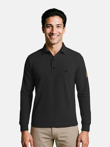 FORSBERG Shirt 'Langarm Poloshirt aus Baumwolle' in Schwarz