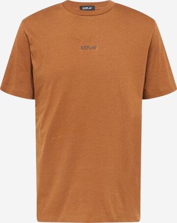 REPLAY T-shirt i brun: framsida