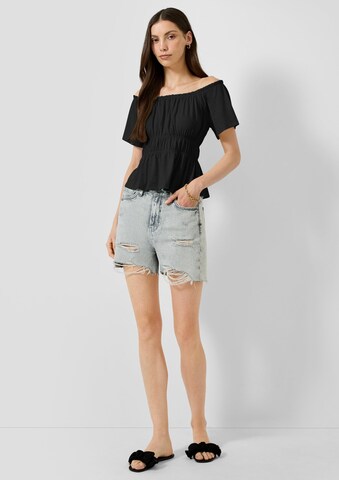 QS T-Shirt in Schwarz