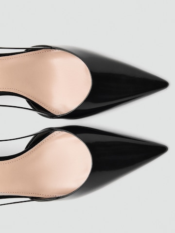 MANGO Čevlji s peto in s paščki 'Giro' | črna barva