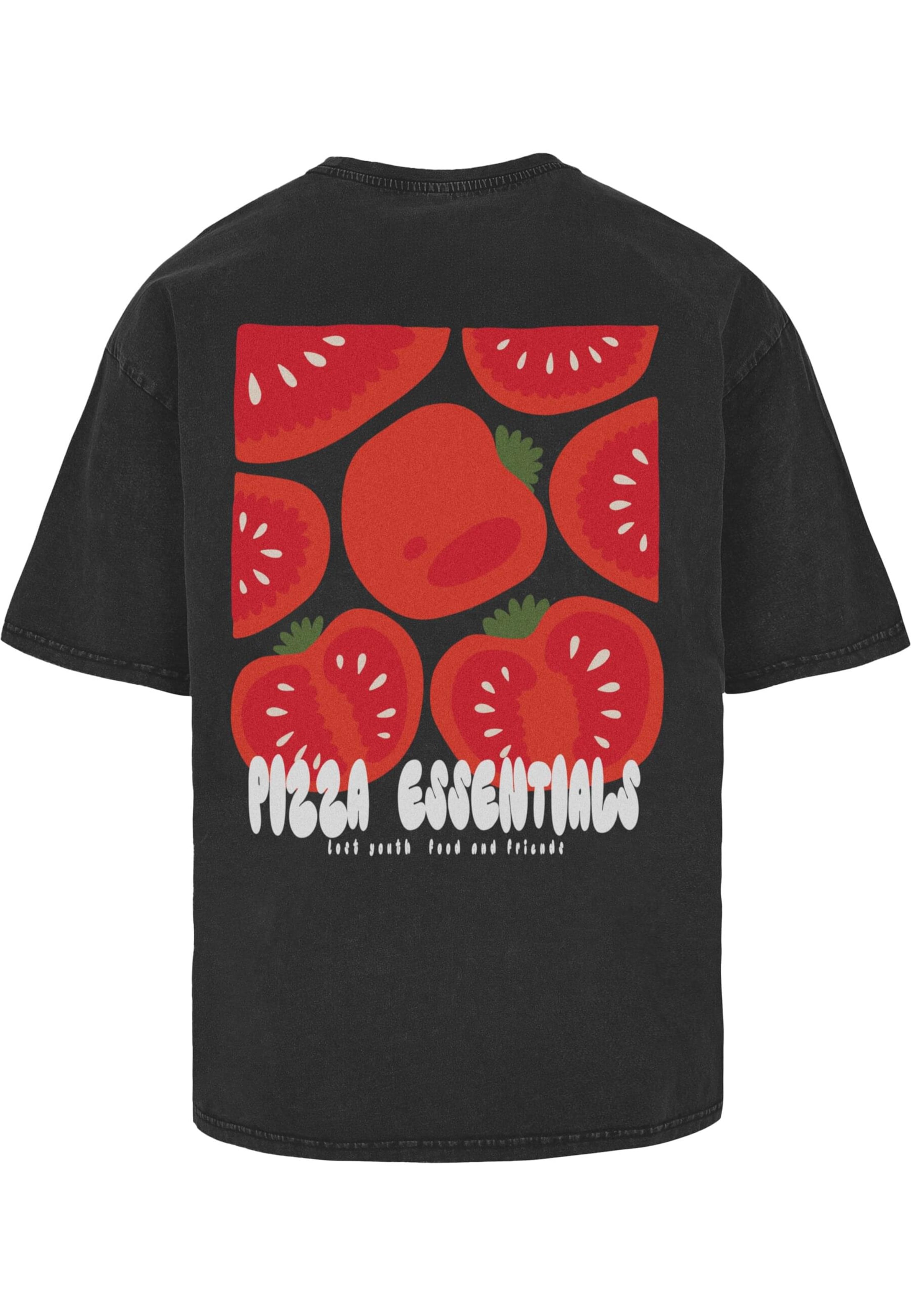 Lost Youth Shirt 'Pizza Essentials' in Black
