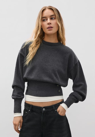 Bershka Пуловер в сиво: отпред