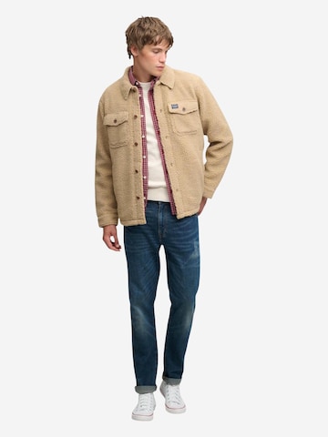 Superdry Fleece jas 'Retro Fleece Overshirt SDM4011190A' in Beige