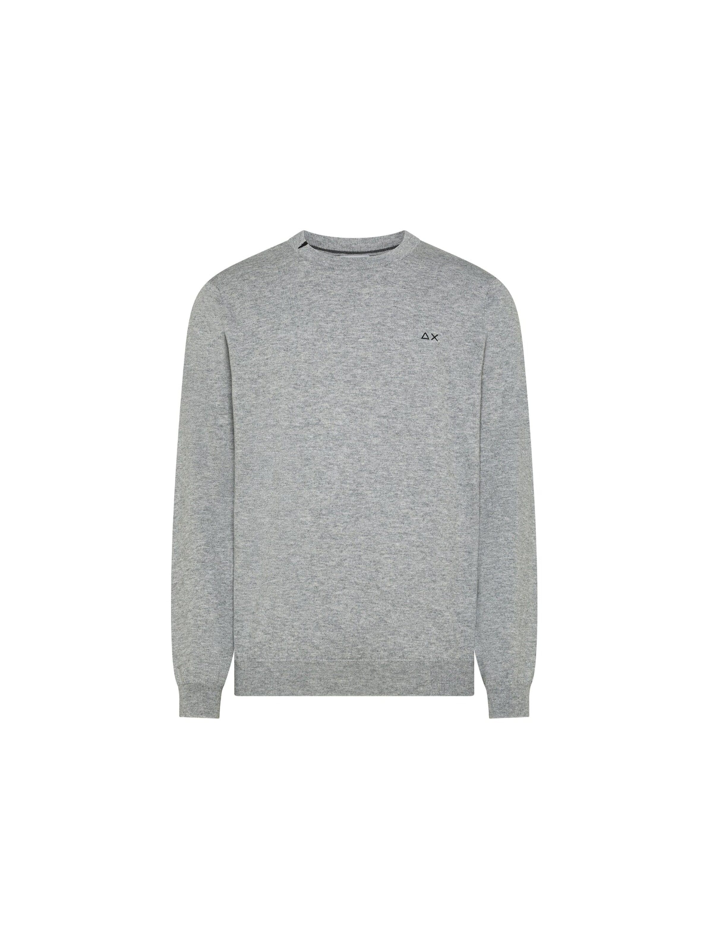 SUN68 Sweater 'Men's Crew Neck Sweater in Light Grey Wool and Cotton' in Grey: front