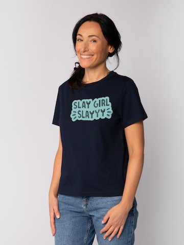 Watapparel Shirt 'Slay girl' in Blue: front