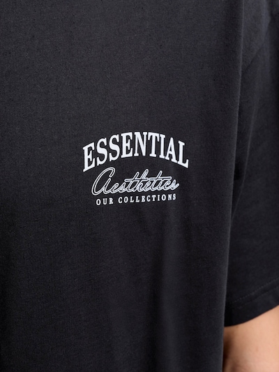 JACK & JONES Shirt 'JJEORGANIC STUDIO' in S in de kleur Zwart / Wit, Productweergave