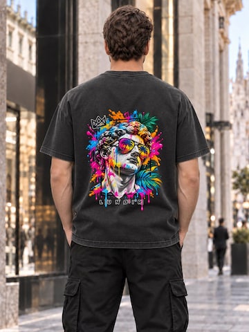 LUNØIR Studio Shirt 'Tropical Riot – Palm David' in Black