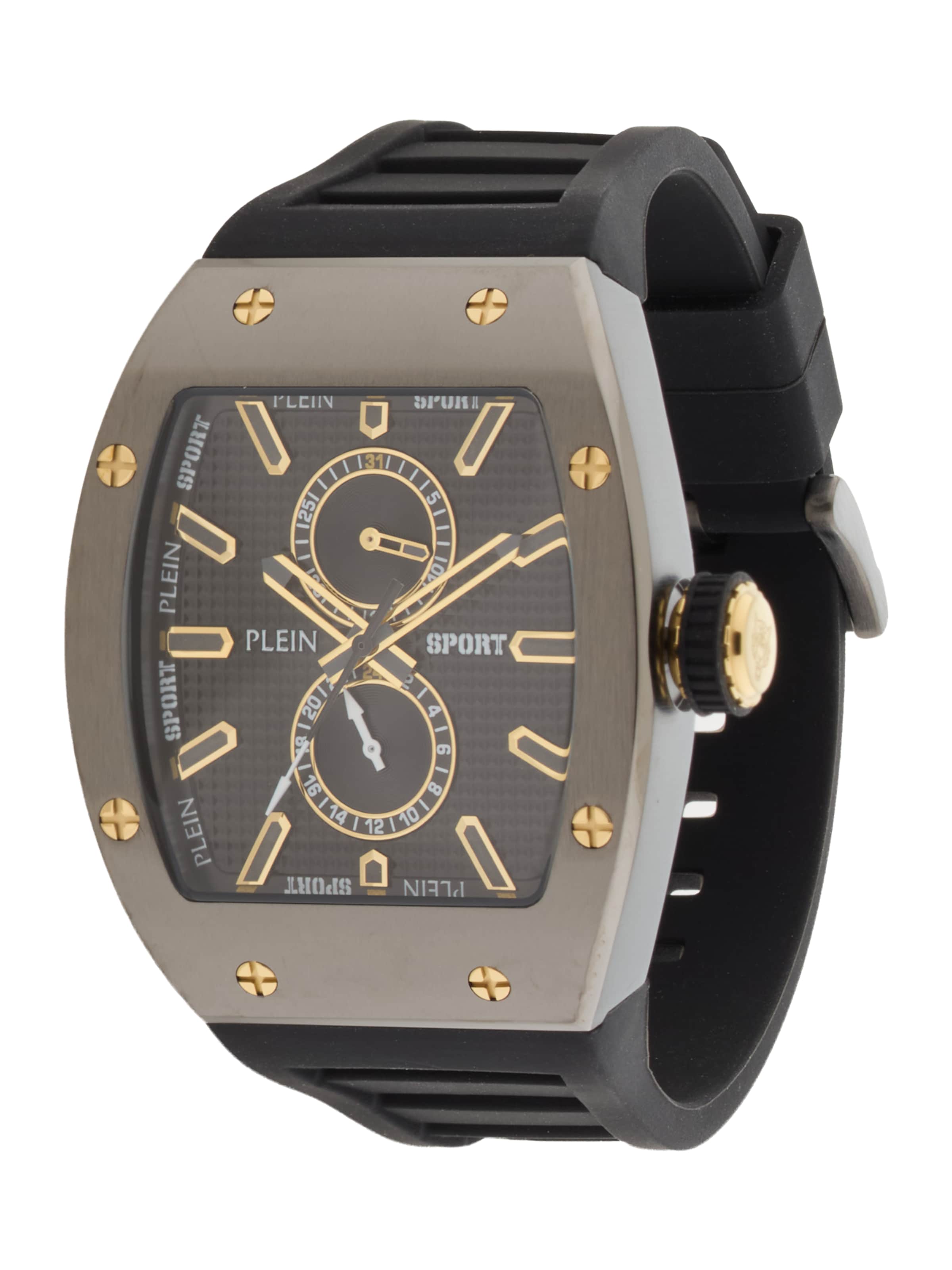 Plein Sport Аналогов часовник в сиво: отпред