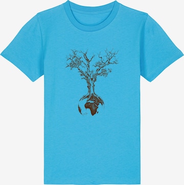 Life-Tree Shirt 'Weltenbaum' in Blau: Vorderseite
