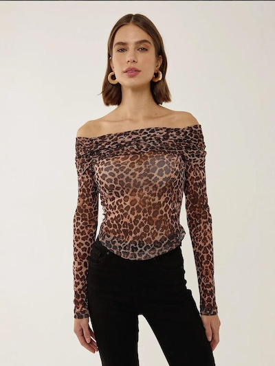 Hiccup Top in XXS in Brown / Brocade / Black, Item view