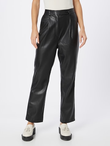 Warehouse Loose fit Pleat-front trousers in Black: front