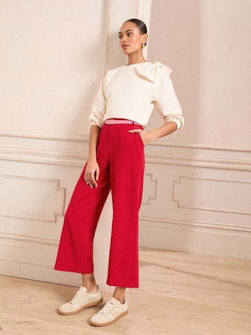 love & roses - Pierna ancha Pantalón de pinzas en rojo