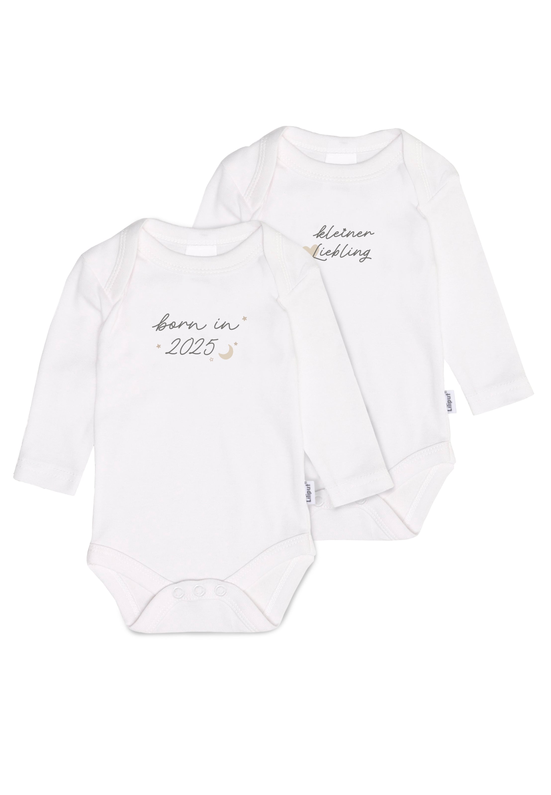 LILIPUT Baby-Body 'born in 2025' in Weiß: Vorderseite