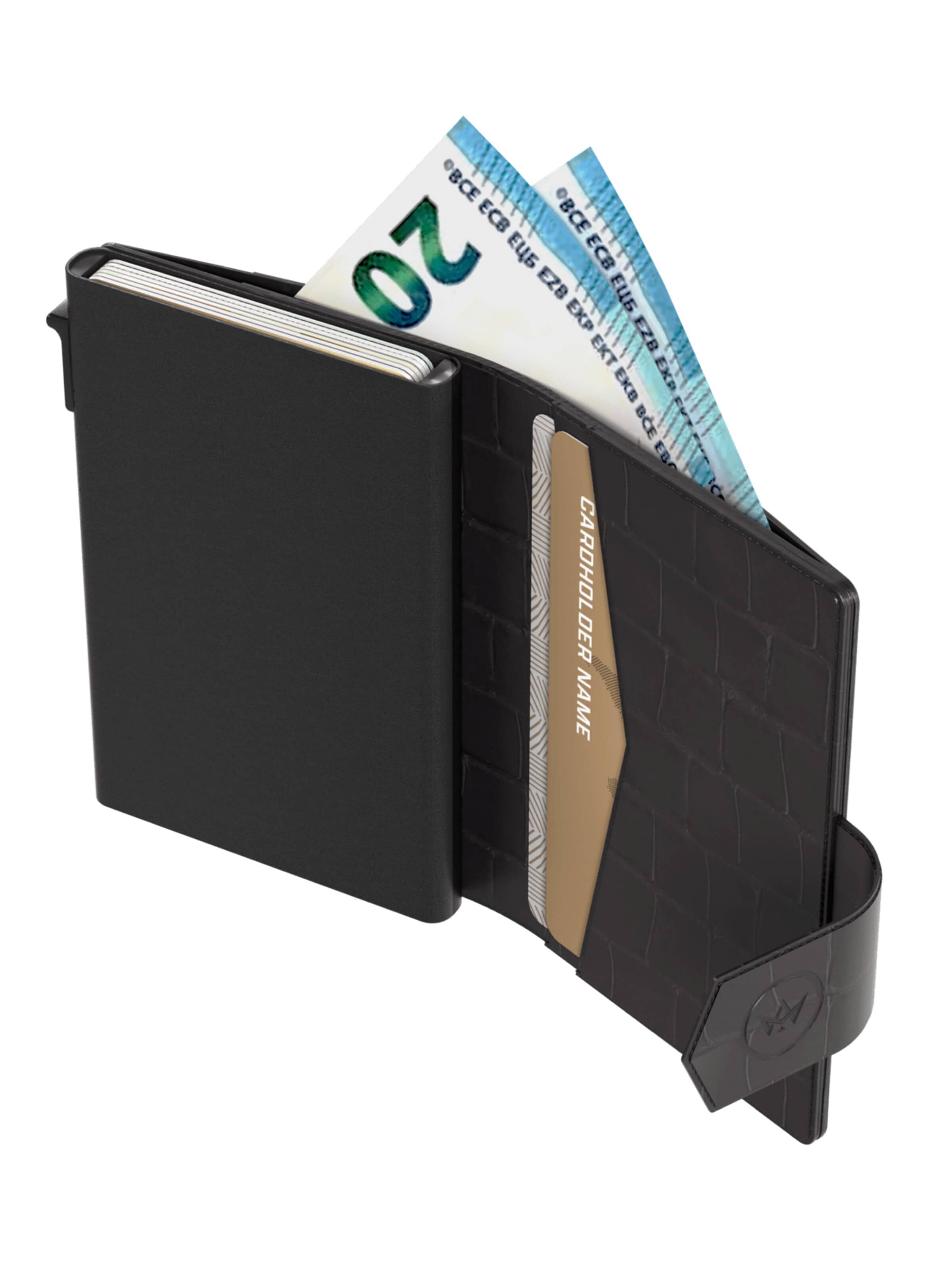 Prowallet Wallet 'Pasjeshouder Plus Croco' in Black