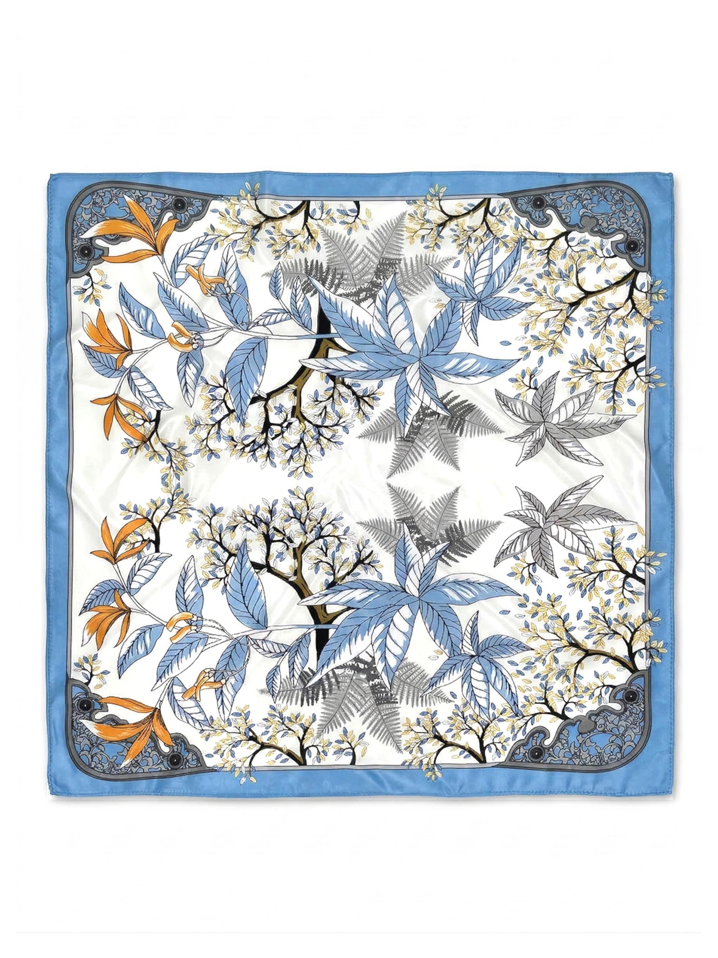 Vivi Idee Scarf 'Tropische-Blätter' in Blue: front