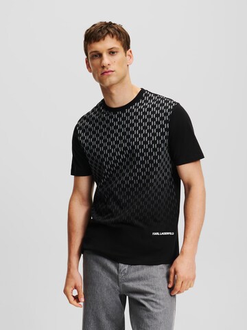 Karl Lagerfeld - Camisa 'MONOGRAM DEGRADE' em preto: frente