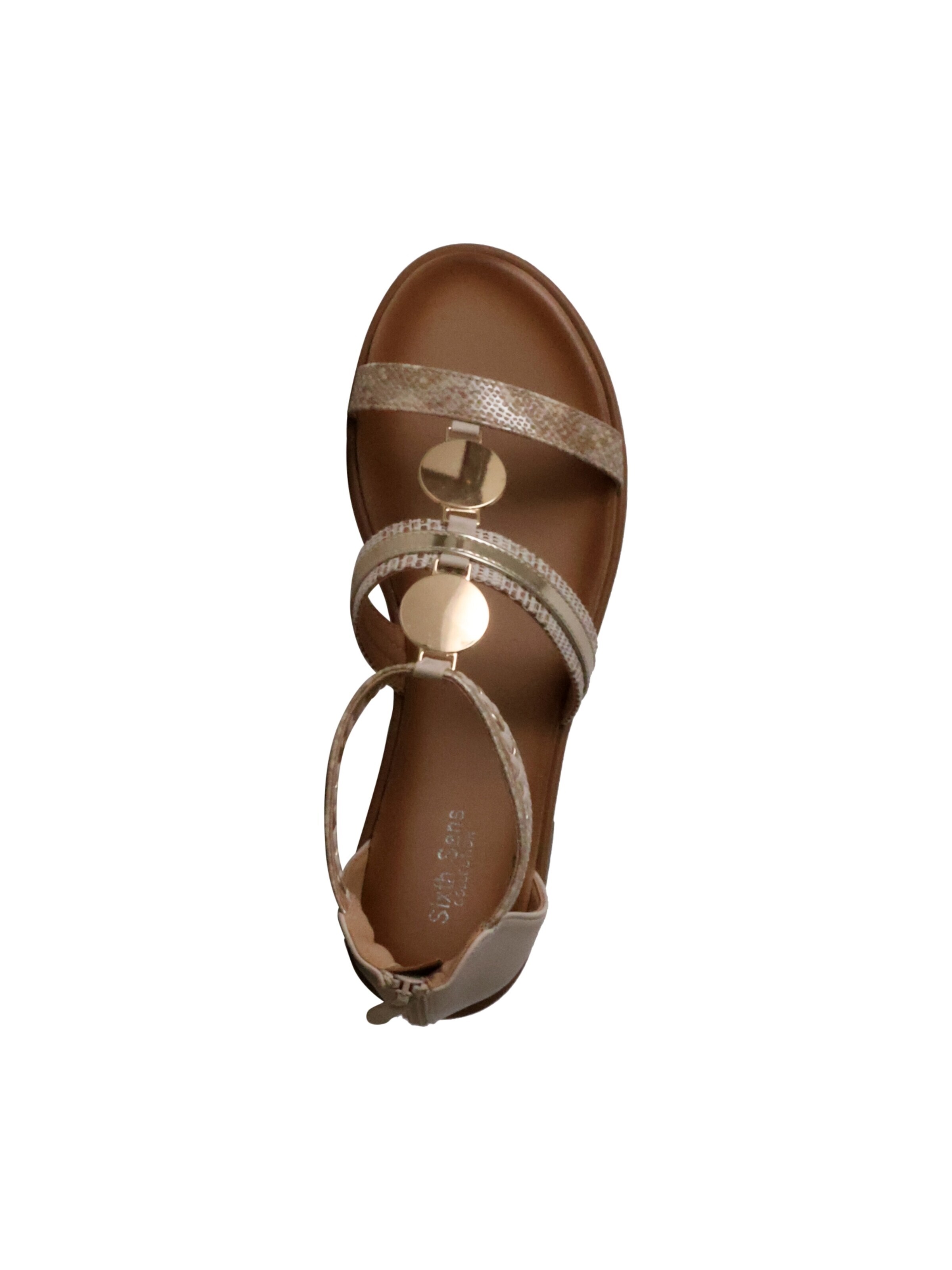 Sixth Sense Sandaal 'Flache Sandalen mit Reißverschluss' in Beige