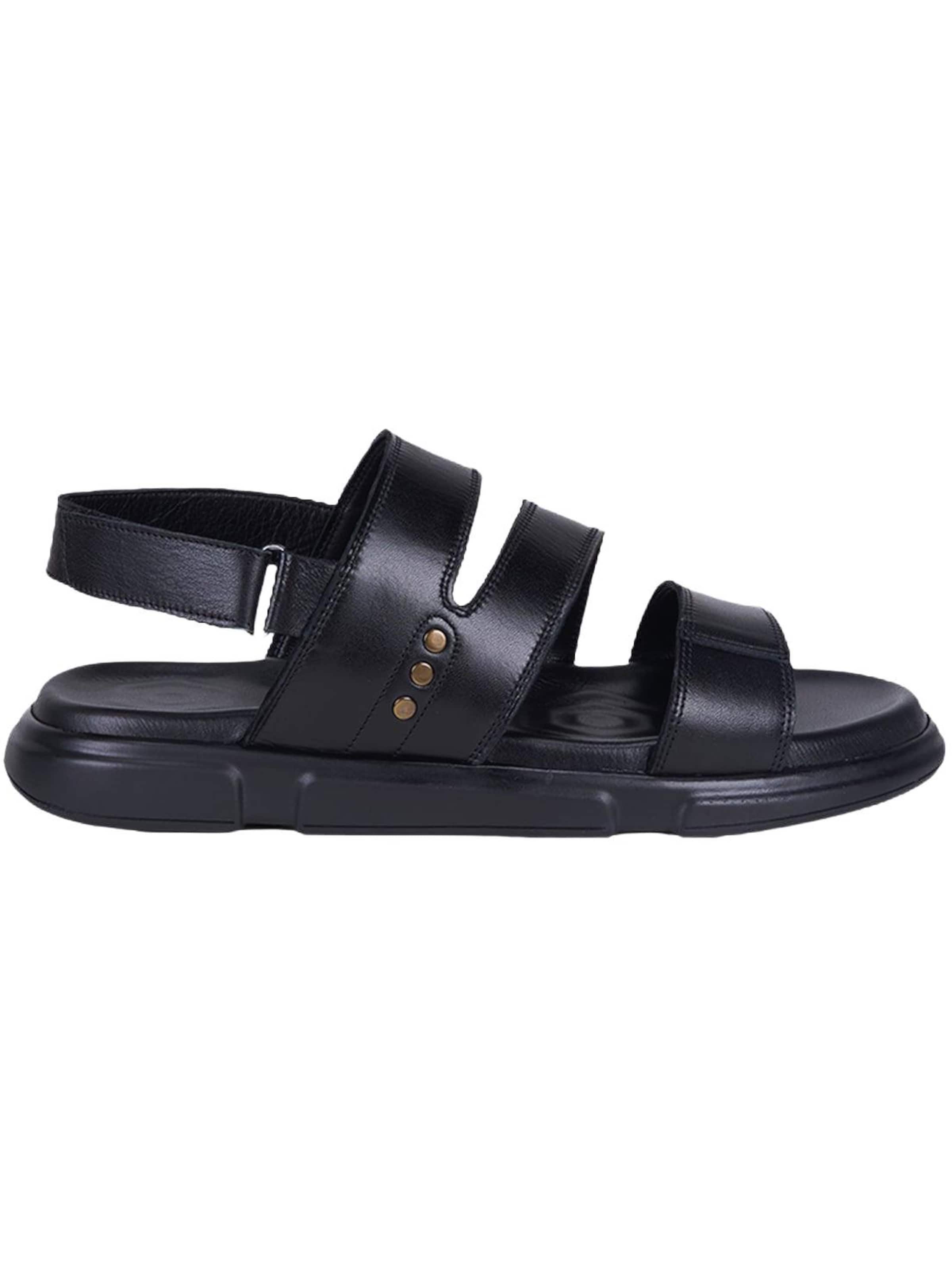 Desa Sandal 'DESA Herren-Ledersandalen mit Nietenbesatz' in Black