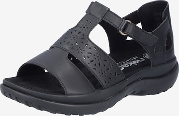 Rieker Strap Sandals '64865' in Black: front