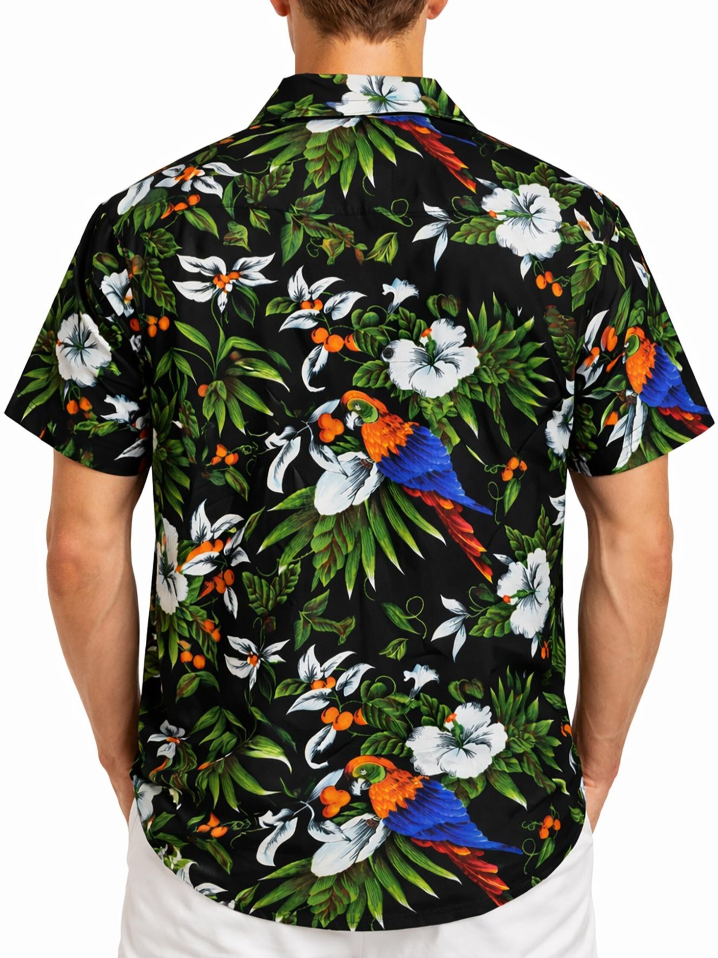 King Kameha Shirt 'Cherryparrot'‌‌‌‌‌‌‌‌‌ in Schwarz