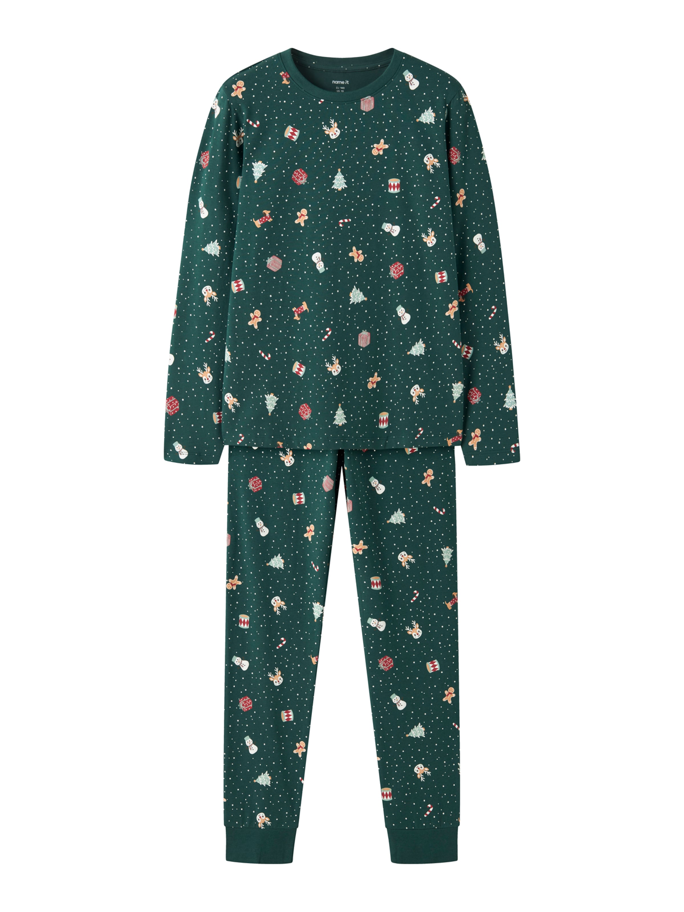 NAME IT - Pijama 'NKNVISMAS' en verde: frente