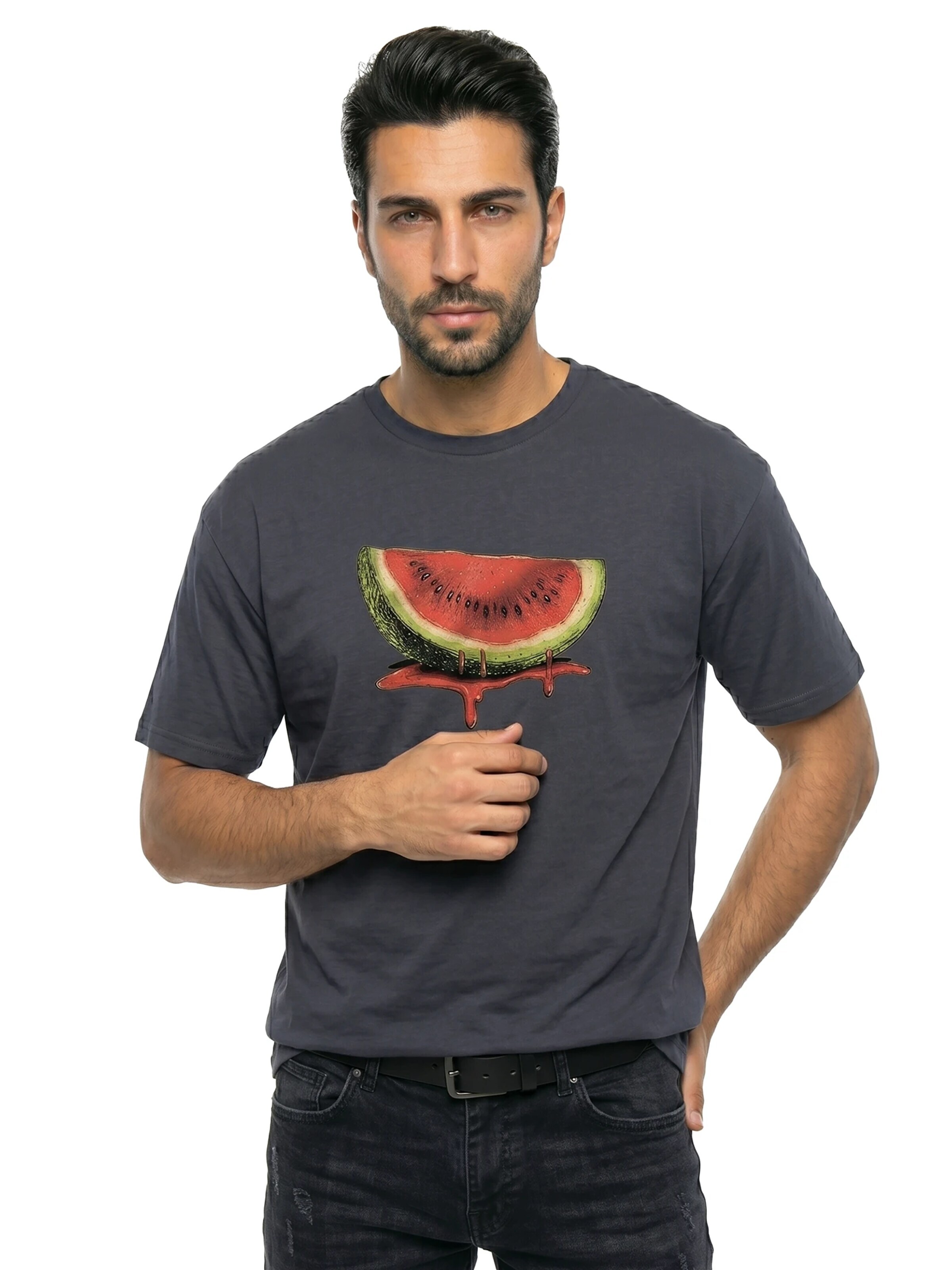 MAKAYA Shirt 'Watermelon' in Grey