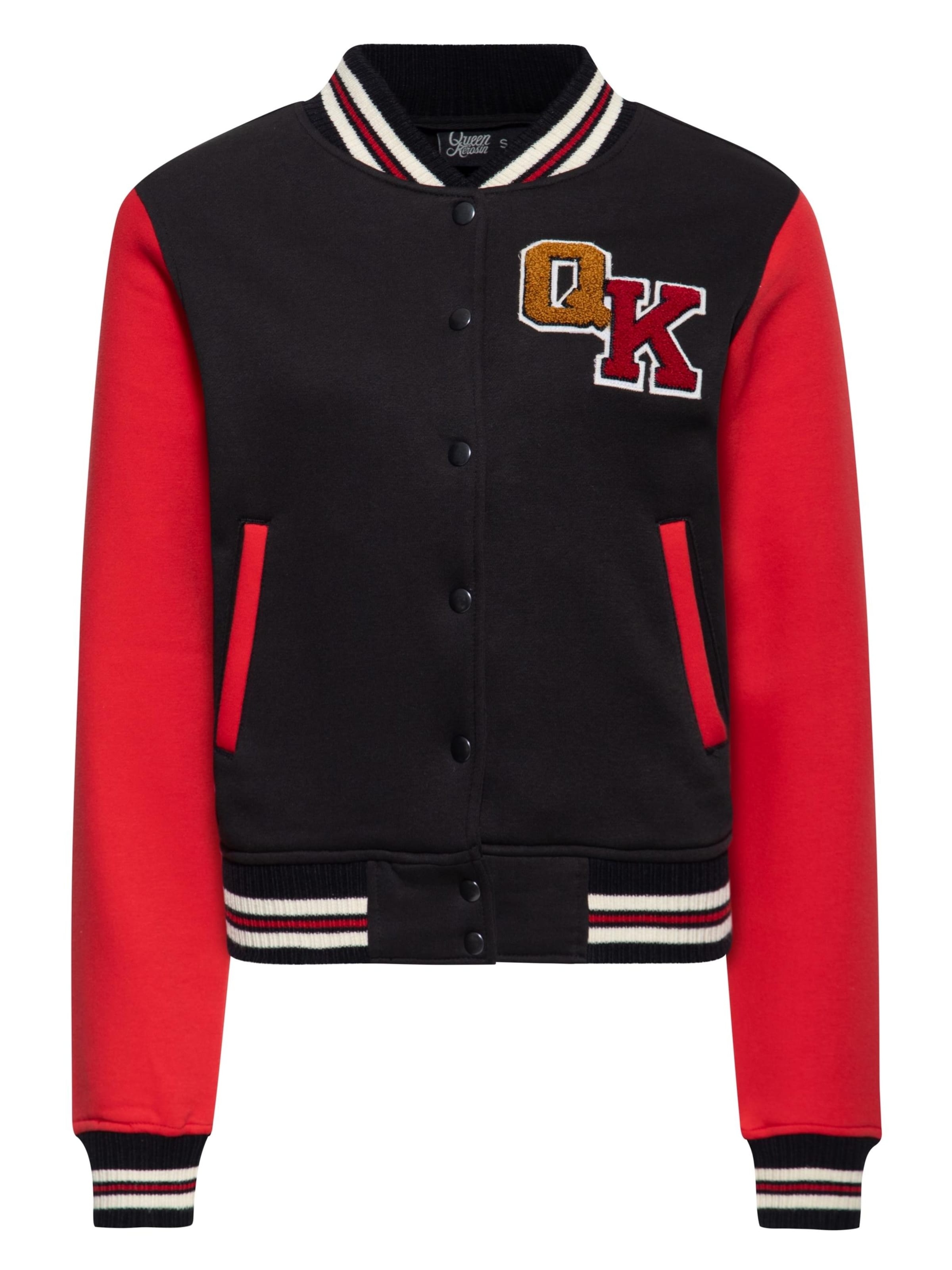 Queen Kerosin Between-Season Jacket 'We Can Do It' in Black: front