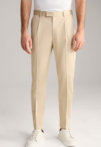 JOOP! Slimfit Bandplooibroek 'Bennet' in Beige: voorkant