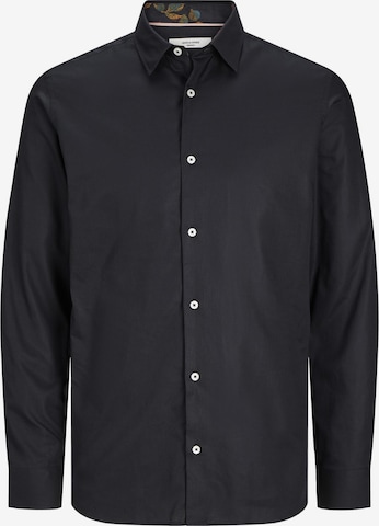JACK & JONES Comfort fit Overhemd 'Nordic Flores' in Zwart: voorkant