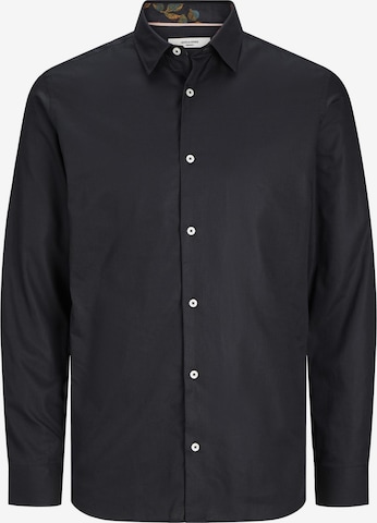 JACK & JONES Button Up Shirt 'Nordic Flores' in Black: front