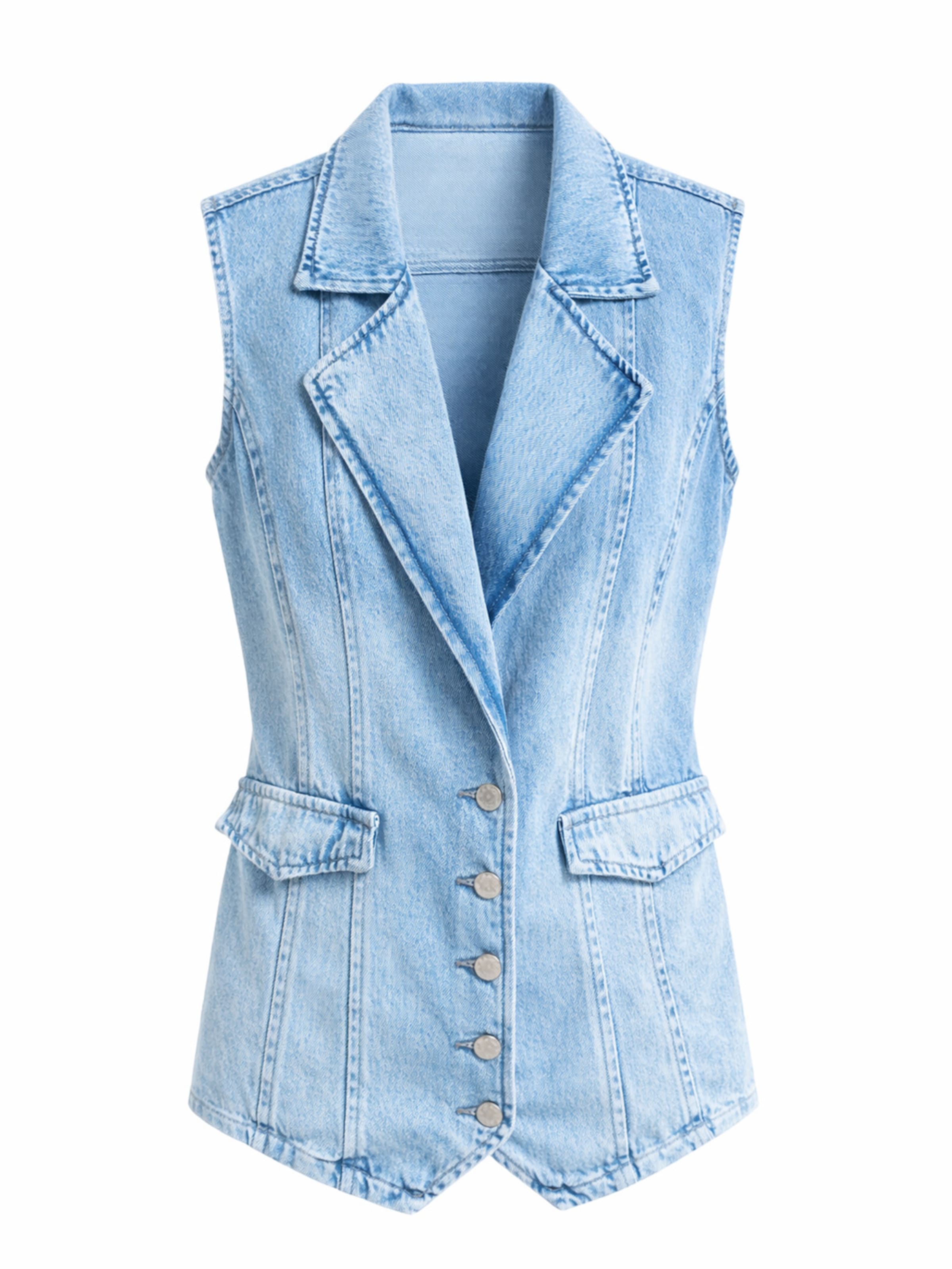 IT'S BASIC Bodywarmer 'DENIM WAISTCOAT' in Blauw: voorkant