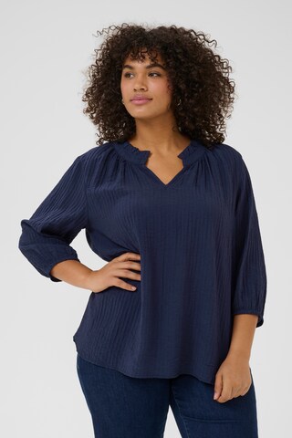 KAFFE CURVE Bluse in Blau: Vorderseite